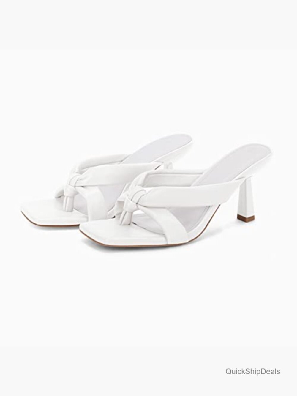 Square Toe Thong Heels Mules Kitten Heel Sandals Slip On - Picture 6 of 7